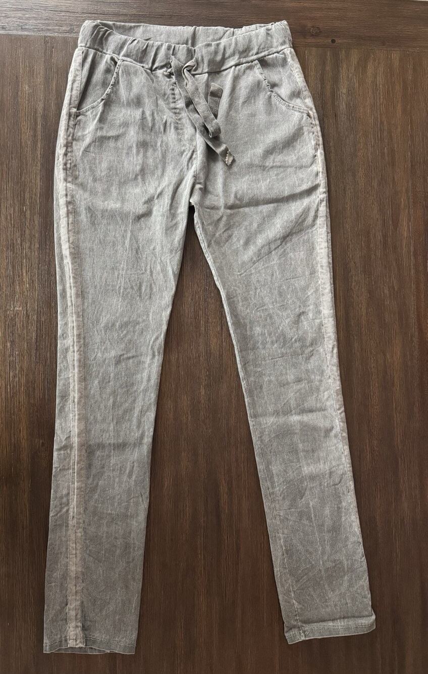 Gigi Moda Pants Women’s S/M Taupe Gray Stretch Italy OS